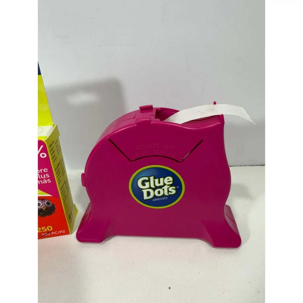 Glue Dots Craft Dots 0.5in Permanent Adhesive 250 Count with Pink Dispenser